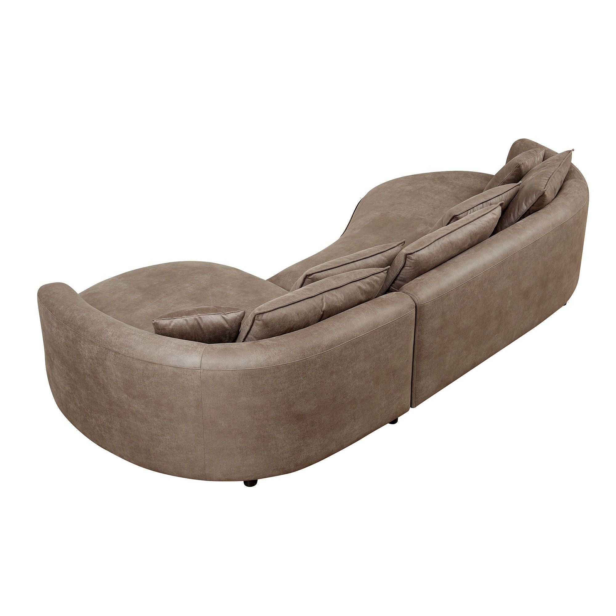 128.74 Inch Modern Sectional Curved Sofa Couch for Living Room,Leathaire Upholstered 5 - Seat Sofa Couch, Technology Cloth Couch Set for Apartment Office,Brown - Comfortable Living Decor