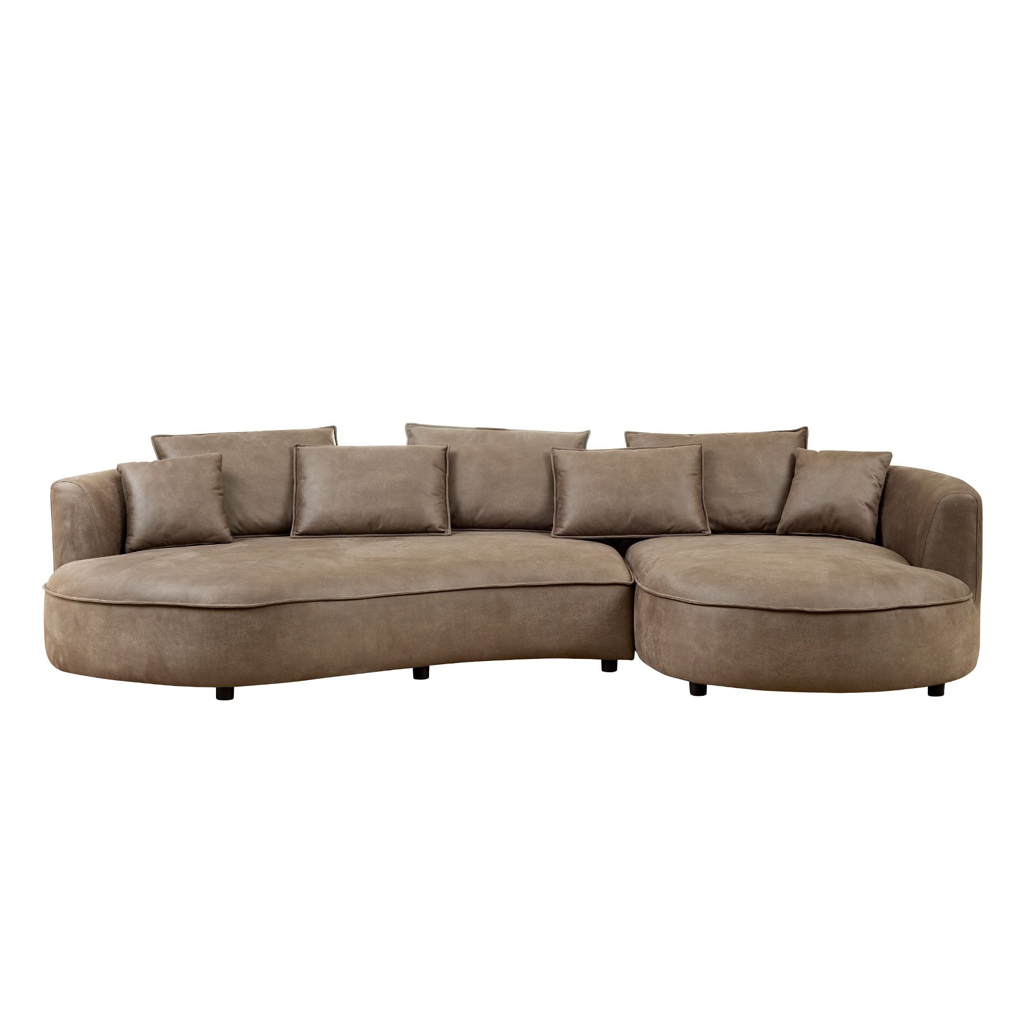 128.74 Inch Modern Sectional Curved Sofa Couch for Living Room,Leathaire Upholstered 5 - Seat Sofa Couch, Technology Cloth Couch Set for Apartment Office,Brown - Comfortable Living Decor