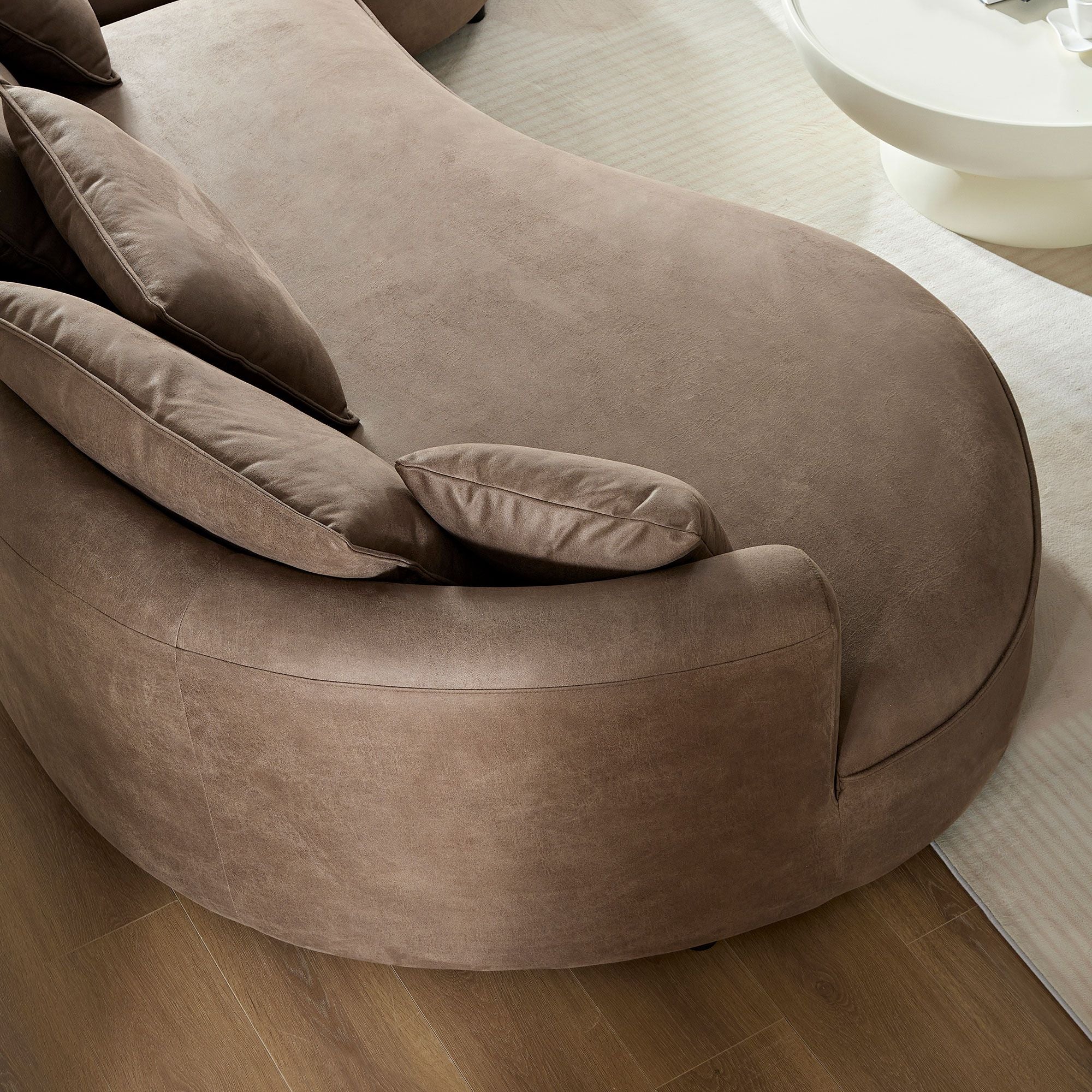 128.74 Inch Modern Sectional Curved Sofa Couch for Living Room,Leathaire Upholstered 5 - Seat Sofa Couch, Technology Cloth Couch Set for Apartment Office,Brown - Comfortable Living Decor