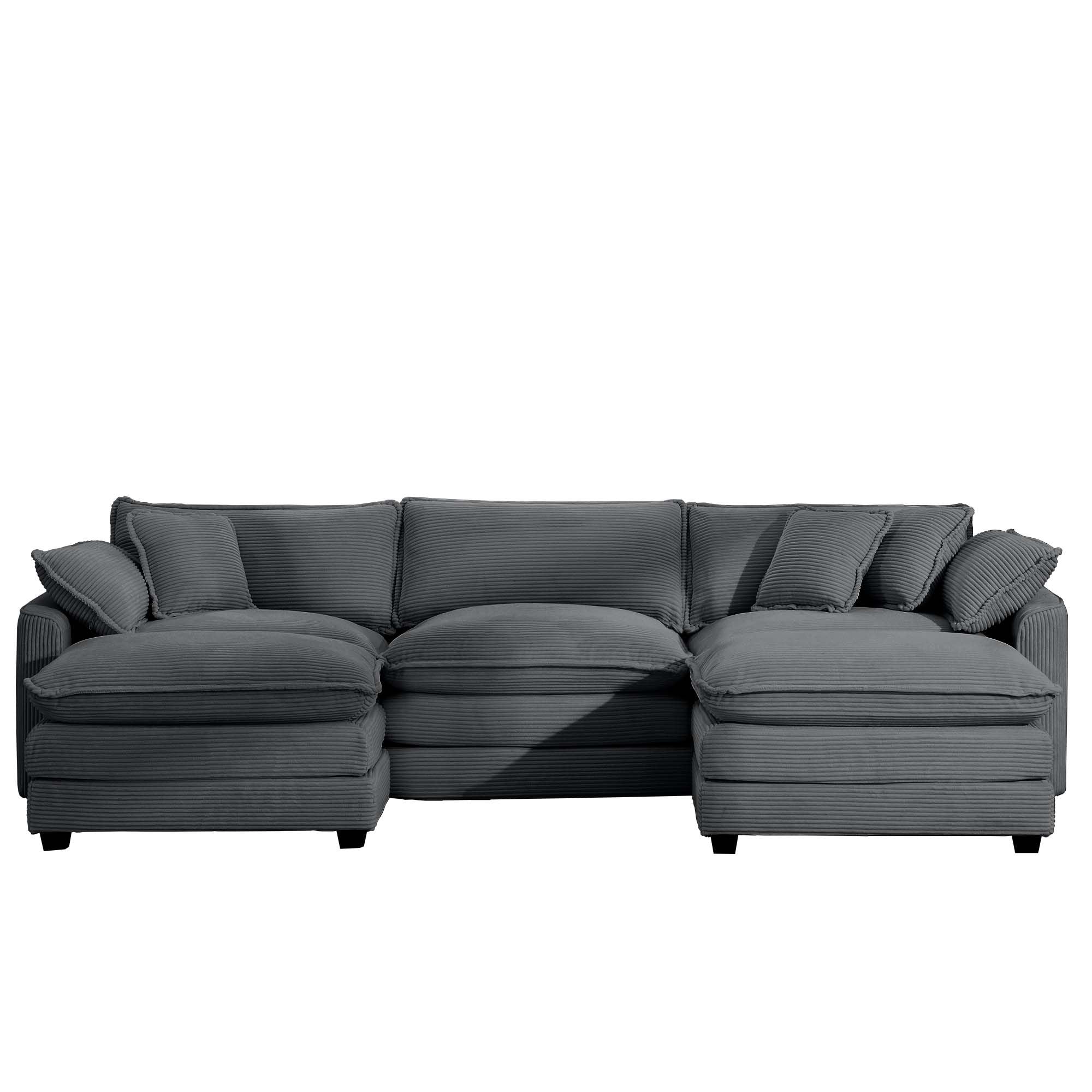 Leisure L - Shape Oversized Plush Sofa w/ Ottoman - Comfortable Living Decor