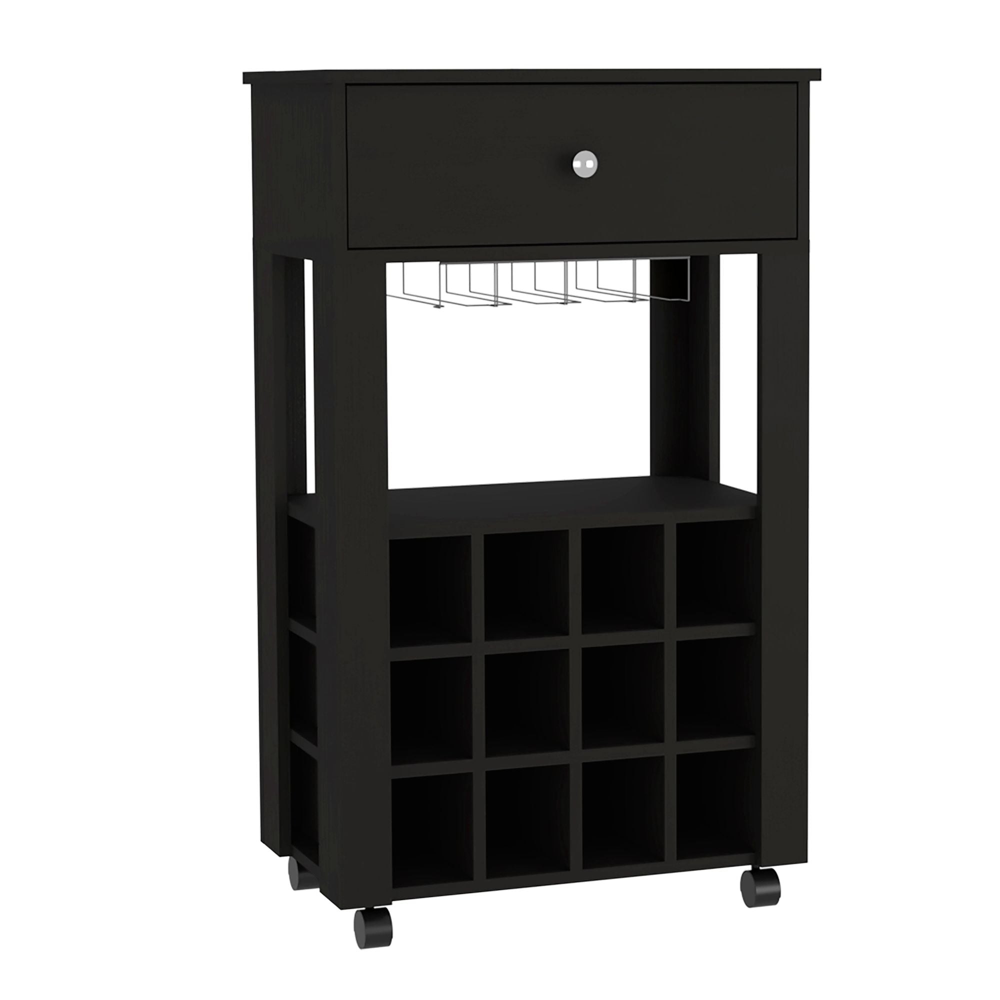Margh Bar Cart, Twelve Built - in Wine Rack, Drawer - Comfortable Living Decor