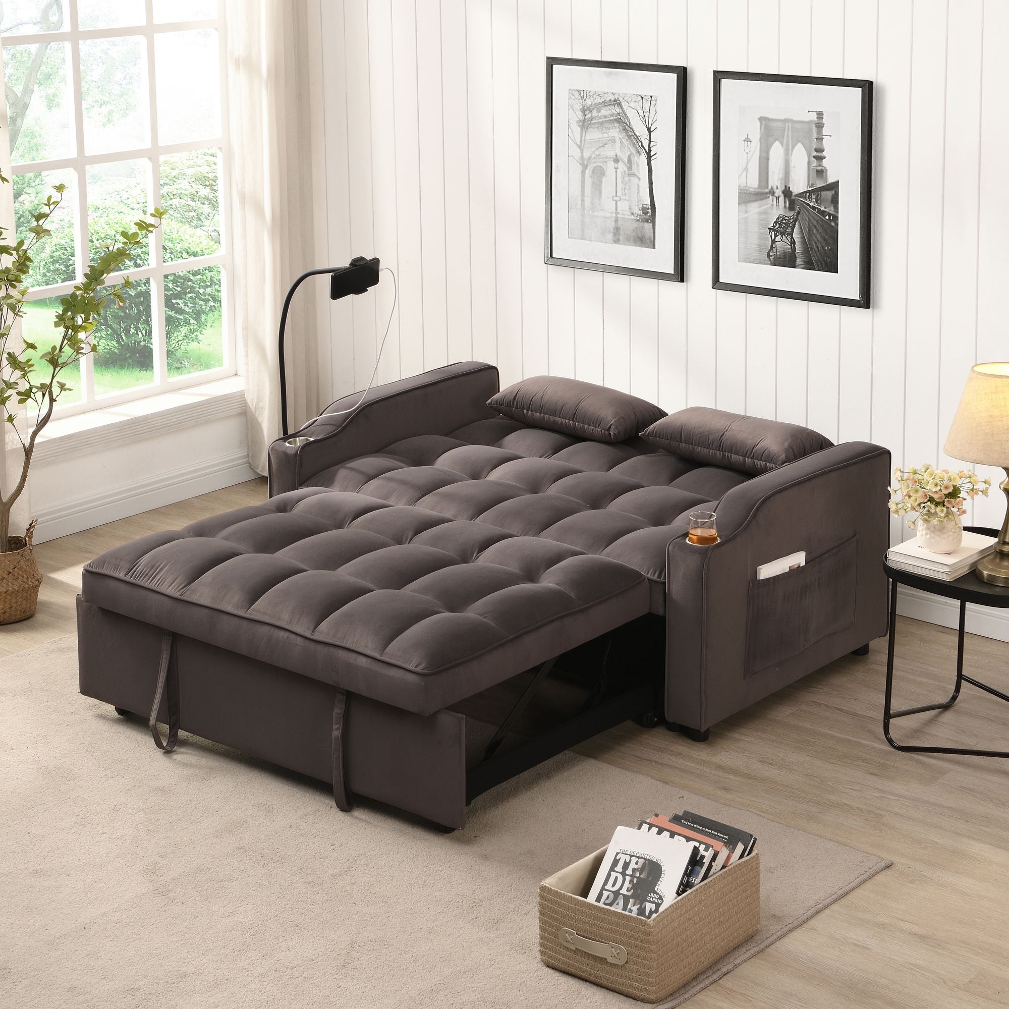 Yeah Depot Futon Love Seat Sofa w/ Pillows - Comfortable Living Decor