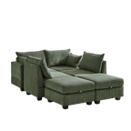 113.5'' Modular Sectiona Corduroy Sofa, Sectional Couches for Living Room U Shaped Sectional Couch with Storage Ottoman, 6 Seats Convertible Sectionals with Chaise - Comfortable Living Decor