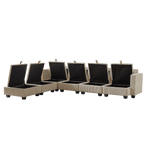 113.5'' Modular Sectiona Corduroy Sofa, Sectional Couches for Living Room U Shaped Sectional Couch with Storage Ottoman, 6 Seats Convertible Sectionals with Chaise - Comfortable Living Decor