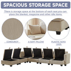 113.5'' Modular Sectiona Corduroy Sofa, Sectional Couches for Living Room U Shaped Sectional Couch with Storage Ottoman, 6 Seats Convertible Sectionals with Chaise - Comfortable Living Decor