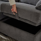 113.5'' Modular Sectiona Corduroy Sofa, Sectional Couches for Living Room U Shaped Sectional Couch with Storage Ottoman, 6 Seats Convertible Sectionals with Chaise - Comfortable Living Decor