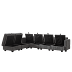 113.5'' Modular Sectiona Corduroy Sofa, Sectional Couches for Living Room U Shaped Sectional Couch with Storage Ottoman, 6 Seats Convertible Sectionals with Chaise - Comfortable Living Decor