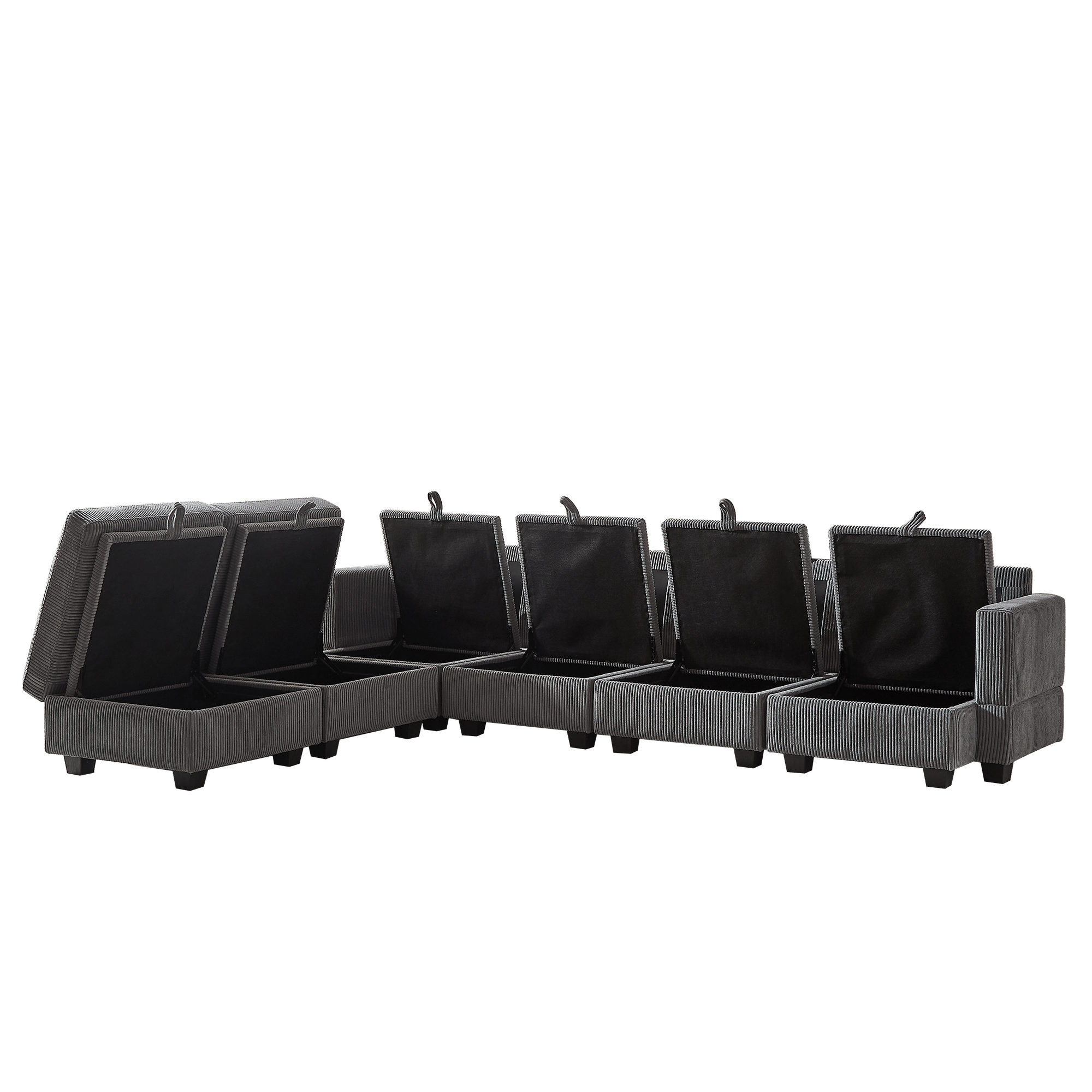 113.5'' Modular Sectiona Corduroy Sofa, Sectional Couches for Living Room U Shaped Sectional Couch with Storage Ottoman, 6 Seats Convertible Sectionals with Chaise - Comfortable Living Decor