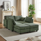 113.5'' Modular Sectiona Corduroy Sofa, Sectional Couches for Living Room U Shaped Sectional Couch with Storage Ottoman, 6 Seats Convertible Sectionals with Chaise - Comfortable Living Decor