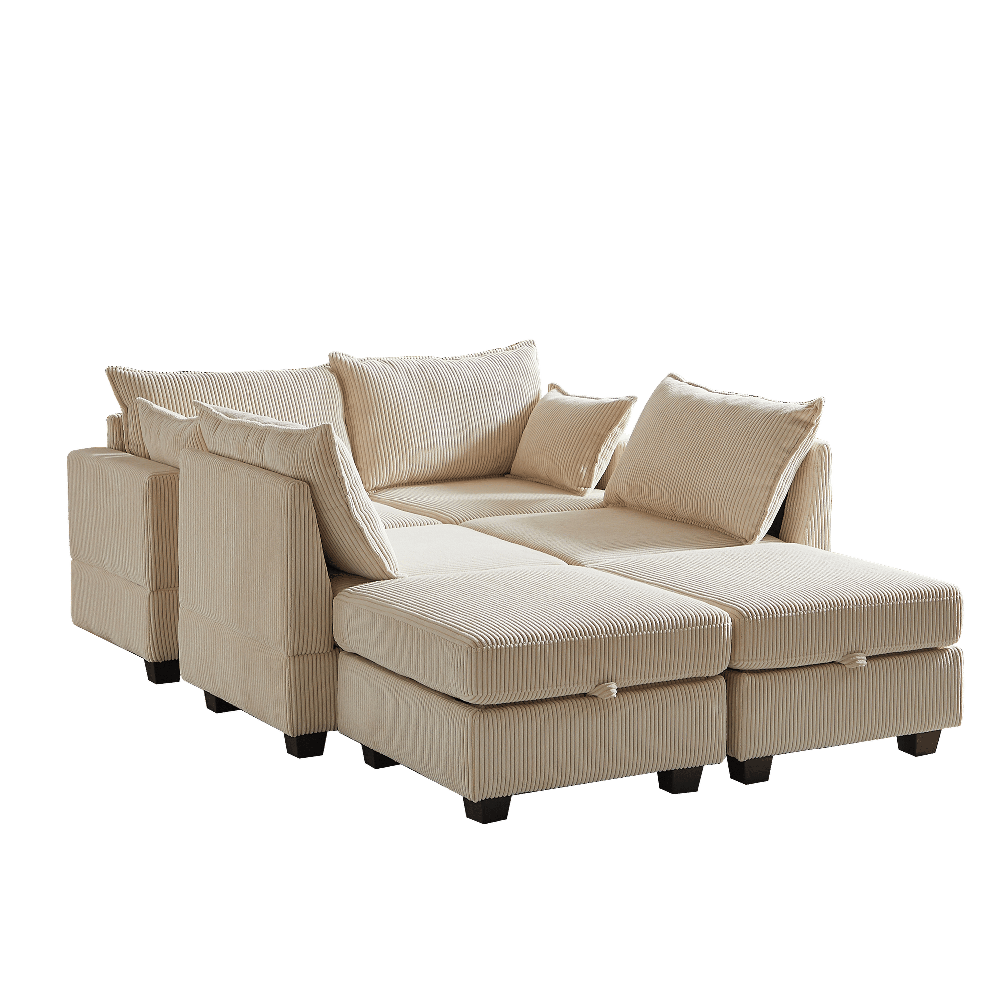 113.5'' Modular Sectiona Corduroy Sofa, Sectional Couches for Living Room U Shaped Sectional Couch with Storage Ottoman, 6 Seats Convertible Sectionals with Chaise - Comfortable Living Decor