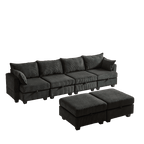 113.5'' Modular Sectiona Corduroy Sofa, Sectional Couches for Living Room U Shaped Sectional Couch with Storage Ottoman, 6 Seats Convertible Sectionals with Chaise - Comfortable Living Decor
