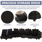 113.5'' Modular Sectiona Corduroy Sofa, Sectional Couches for Living Room U Shaped Sectional Couch with Storage Ottoman, 6 Seats Convertible Sectionals with Chaise - Comfortable Living Decor