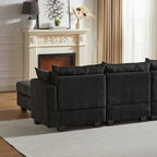 113.5'' Modular Sectiona Corduroy Sofa, Sectional Couches for Living Room U Shaped Sectional Couch with Storage Ottoman, 6 Seats Convertible Sectionals with Chaise - Comfortable Living Decor