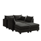 113.5'' Modular Sectiona Corduroy Sofa, Sectional Couches for Living Room U Shaped Sectional Couch with Storage Ottoman, 6 Seats Convertible Sectionals with Chaise - Comfortable Living Decor
