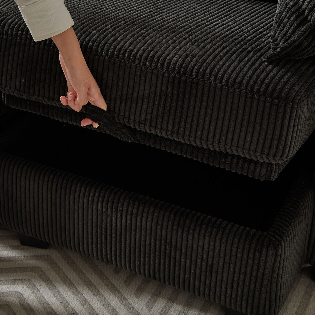 113.5'' Modular Sectiona Corduroy Sofa, Sectional Couches for Living Room U Shaped Sectional Couch with Storage Ottoman, 6 Seats Convertible Sectionals with Chaise - Comfortable Living Decor