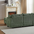 113.5'' Modular Sectiona Corduroy Sofa, Sectional Couches for Living Room U Shaped Sectional Couch with Storage Ottoman, 6 Seats Convertible Sectionals with Chaise - Comfortable Living Decor