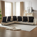 113.5'' Modular Sectiona Corduroy Sofa, Sectional Couches for Living Room U Shaped Sectional Couch with Storage Ottoman, 6 Seats Convertible Sectionals with Chaise - Comfortable Living Decor