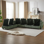 113.5'' Modular Sectiona Corduroy Sofa, Sectional Couches for Living Room U Shaped Sectional Couch with Storage Ottoman, 6 Seats Convertible Sectionals with Chaise - Comfortable Living Decor