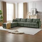 113.5'' Modular Sectiona Corduroy Sofa, Sectional Couches for Living Room U Shaped Sectional Couch with Storage Ottoman, 6 Seats Convertible Sectionals with Chaise - Comfortable Living Decor