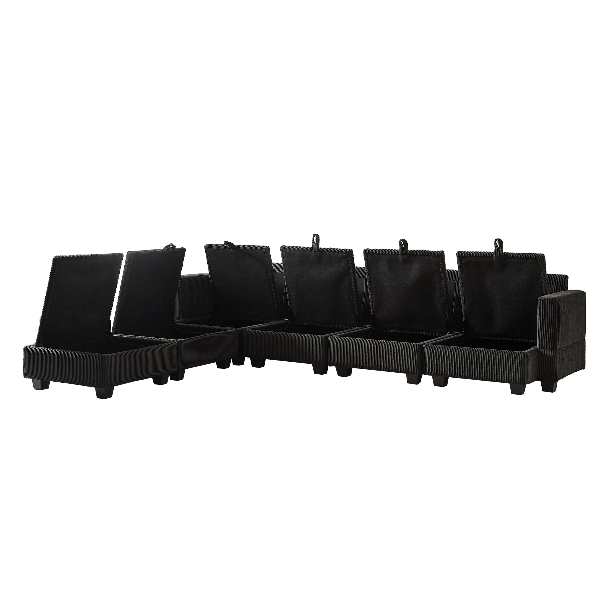 113.5'' Modular Sectiona Corduroy Sofa, Sectional Couches for Living Room U Shaped Sectional Couch with Storage Ottoman, 6 Seats Convertible Sectionals with Chaise - Comfortable Living Decor