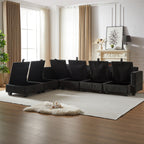 113.5'' Modular Sectiona Corduroy Sofa, Sectional Couches for Living Room U Shaped Sectional Couch with Storage Ottoman, 6 Seats Convertible Sectionals with Chaise - Comfortable Living Decor