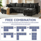 113.5'' Modular Sectiona Corduroy Sofa, Sectional Couches for Living Room U Shaped Sectional Couch with Storage Ottoman, 6 Seats Convertible Sectionals with Chaise - Comfortable Living Decor