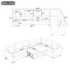 124.8"L - shaped Sofa Convertible Sofa Bed Pull Out Sofa Sleeper with Two Back Pillows, Two USB Ports and Two Power Sockets for Living Room - Comfortable Living Decor