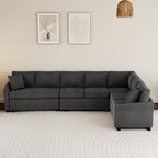 124.8"L - shaped Sofa Convertible Sofa Bed Pull Out Sofa Sleeper with Two Back Pillows, Two USB Ports and Two Power Sockets for Living Room - Comfortable Living Decor