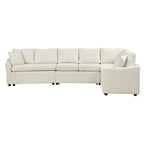 124.8"L - shaped Sofa Convertible Sofa Bed Pull Out Sofa Sleeper with Two Back Pillows, Two USB Ports and Two Power Sockets for Living Room - Comfortable Living Decor
