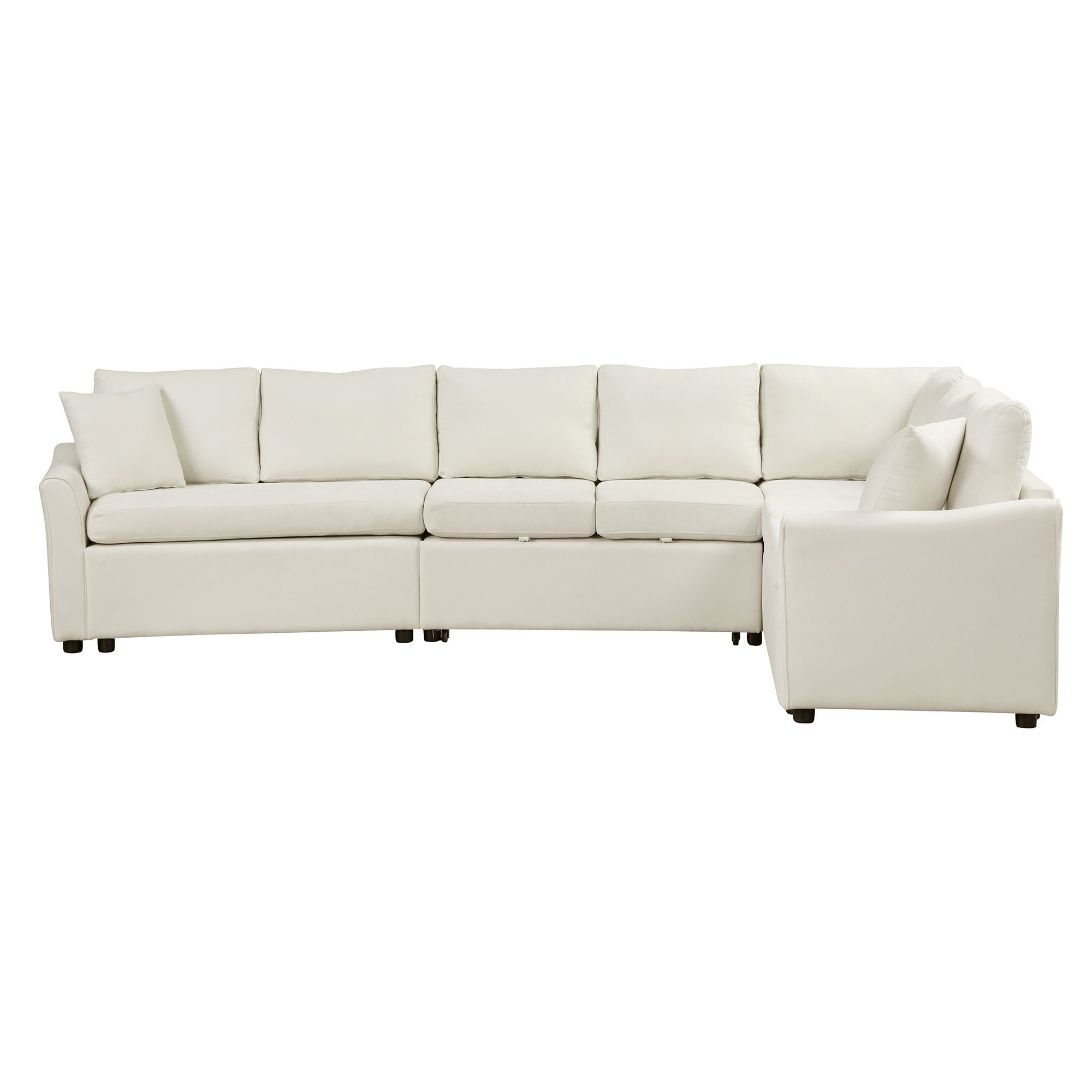 124.8"L - shaped Sofa Convertible Sofa Bed Pull Out Sofa Sleeper with Two Back Pillows, Two USB Ports and Two Power Sockets for Living Room - Comfortable Living Decor