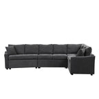124.8"L - shaped Sofa Convertible Sofa Bed Pull Out Sofa Sleeper with Two Back Pillows, Two USB Ports and Two Power Sockets for Living Room - Comfortable Living Decor