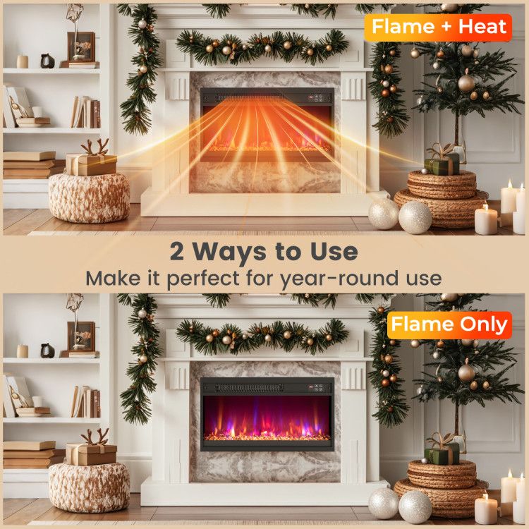 1500W Electric Fireplace Insert - 18/23/26 Inch with Remote Control - Comfortable Living Decor