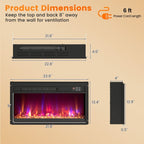 1500W Electric Fireplace Insert - 18/23/26 Inch with Remote Control - Comfortable Living Decor