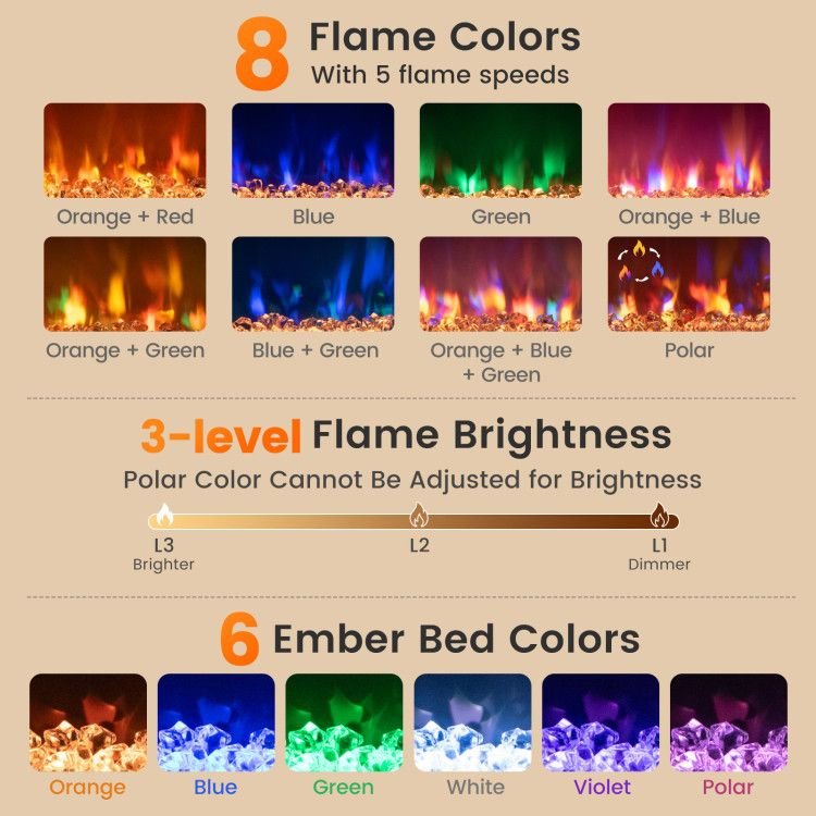 1500W Electric Fireplace Insert - 18/23/26 Inch with Remote Control - Comfortable Living Decor