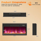 1500W Electric Fireplace Insert - 18/23/26 Inch with Remote Control - Comfortable Living Decor