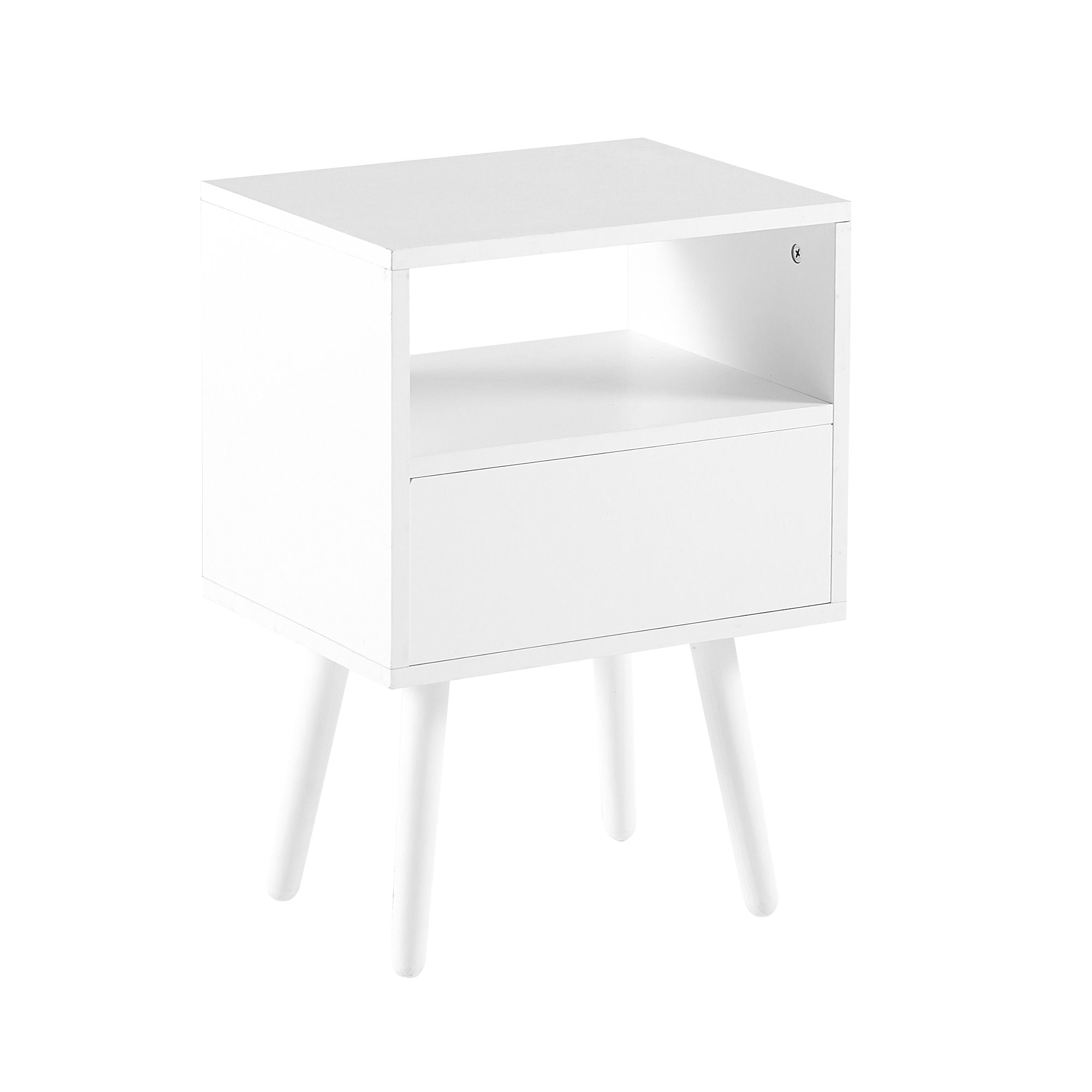 15.75" Rattan End table with drawer and solid wood legs, Modern nightstand, side table for living room, bedroom - Comfortable Living Decor