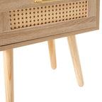 15.75" Rattan End table with drawer and solid wood legs, Modern nightstand, side table for living room, bedroom - Comfortable Living Decor
