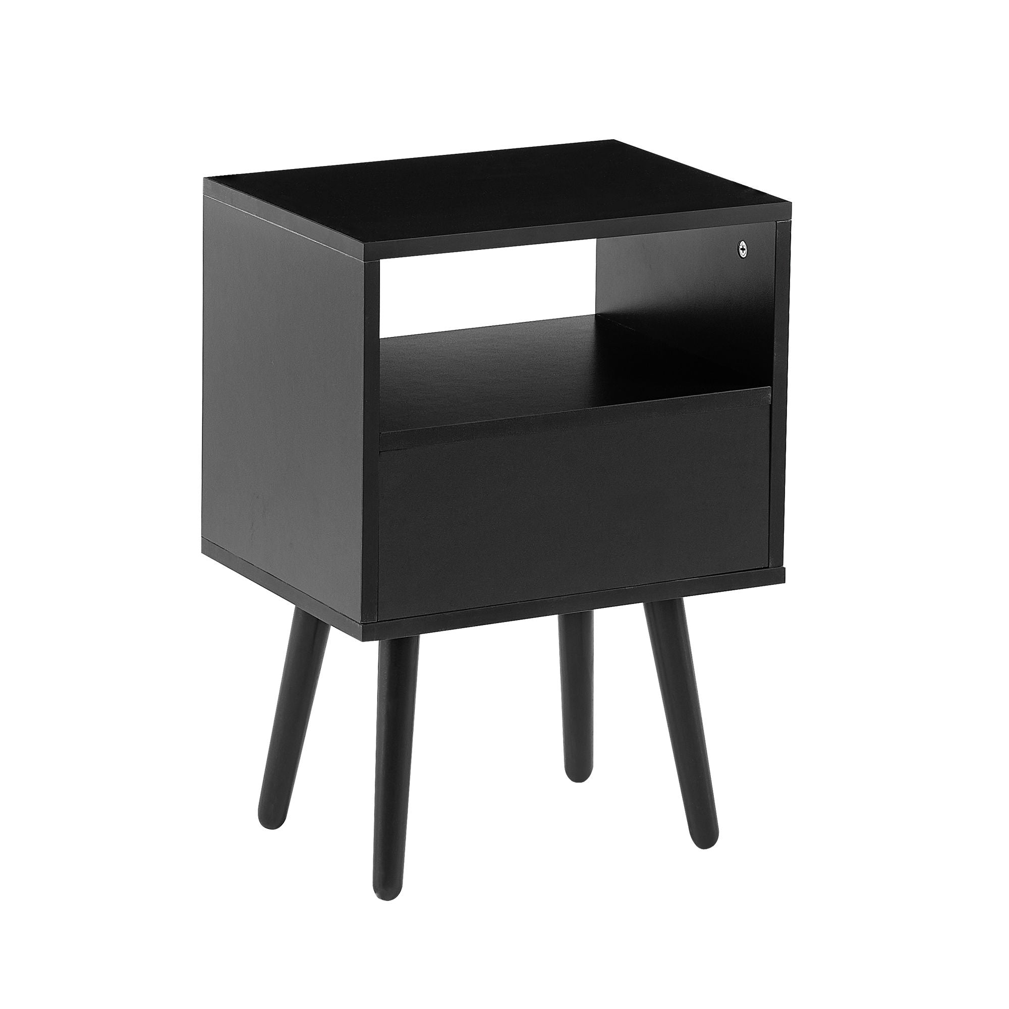 15.75" Rattan End table with drawer and solid wood legs, Modern nightstand, side table for living room, bedroom - Comfortable Living Decor
