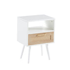 15.75" Rattan End table with drawer and solid wood legs, Modern nightstand, side table for living room, bedroom - Comfortable Living Decor
