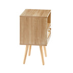 15.75" Rattan End table with drawer and solid wood legs, Modern nightstand, side table for living room, bedroom - Comfortable Living Decor