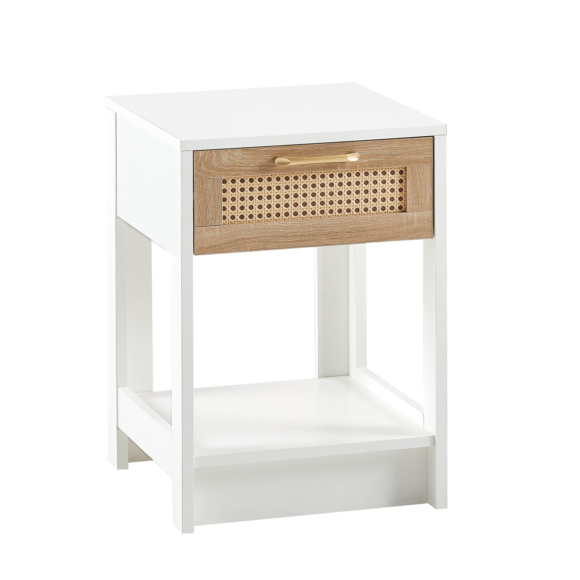 15.75" Rattan End table with drawer, Modern nightstand, side table for living room, bedroom - Comfortable Living Decor