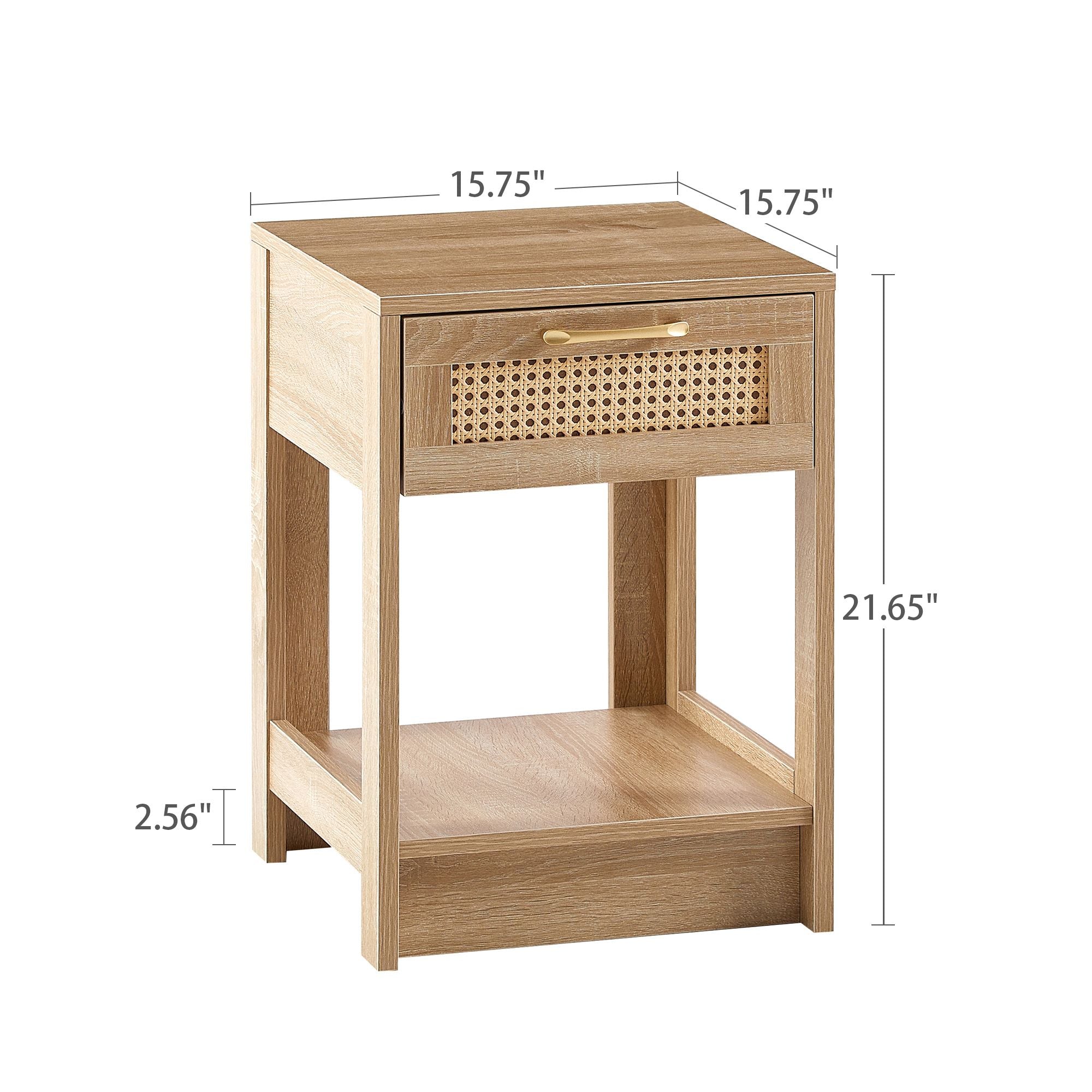 15.75" Rattan End table with drawer, Modern nightstand, side table for living room, bedroom - Comfortable Living Decor