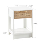 15.75" Rattan End table with drawer, Modern nightstand, side table for living room, bedroom - Comfortable Living Decor