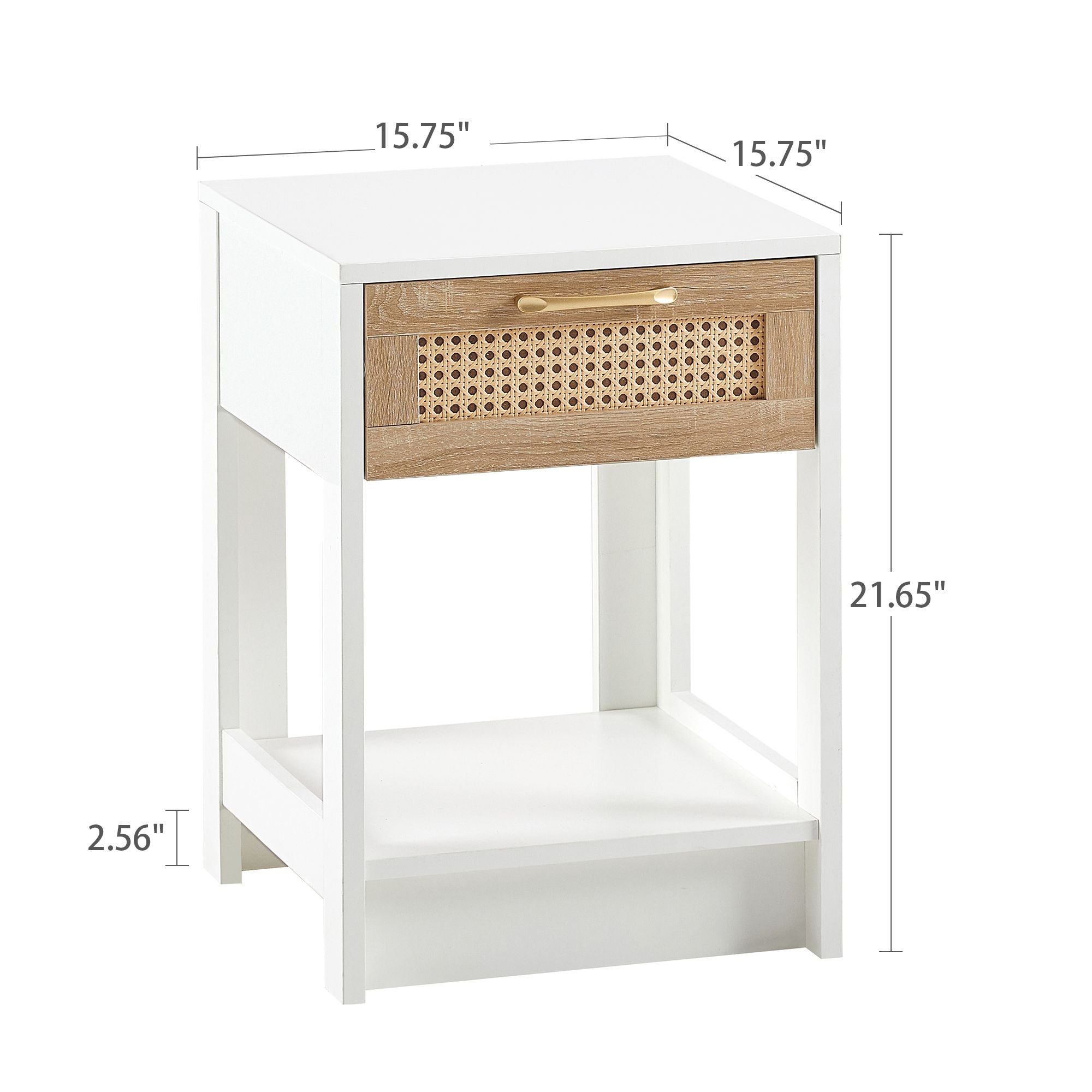 15.75" Rattan End table with drawer, Modern nightstand, side table for living room, bedroom - Comfortable Living Decor