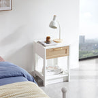15.75" Rattan End table with drawer, Modern nightstand, side table for living room, bedroom - Comfortable Living Decor