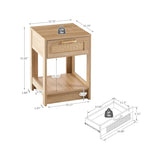 15.75" Rattan End table with drawer, Modern nightstand, side table for living room, bedroom - Comfortable Living Decor