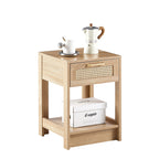 15.75" Rattan End table with drawer, Modern nightstand, side table for living room, bedroom - Comfortable Living Decor
