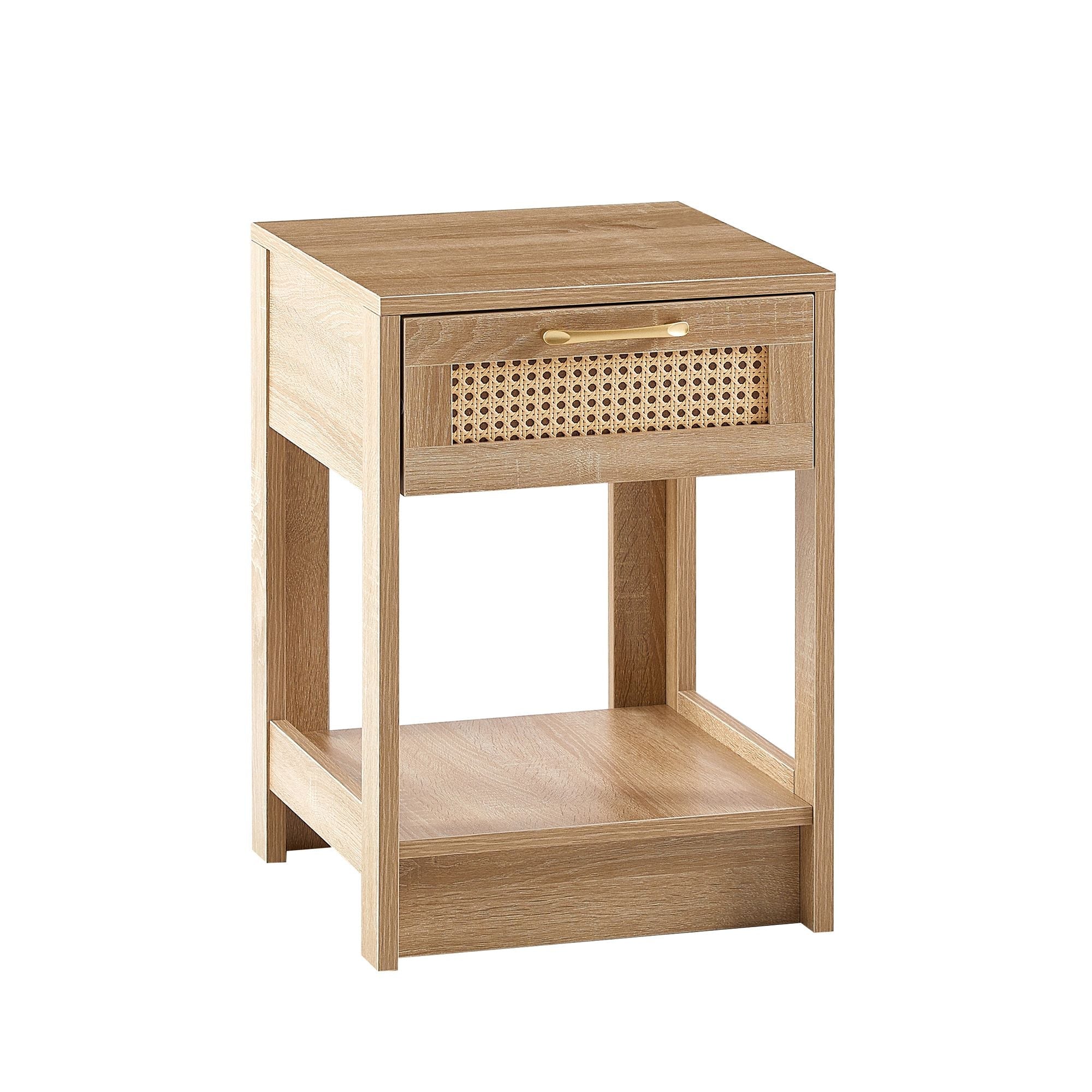 15.75" Rattan End table with drawer, Modern nightstand, side table for living room, bedroom - Comfortable Living Decor