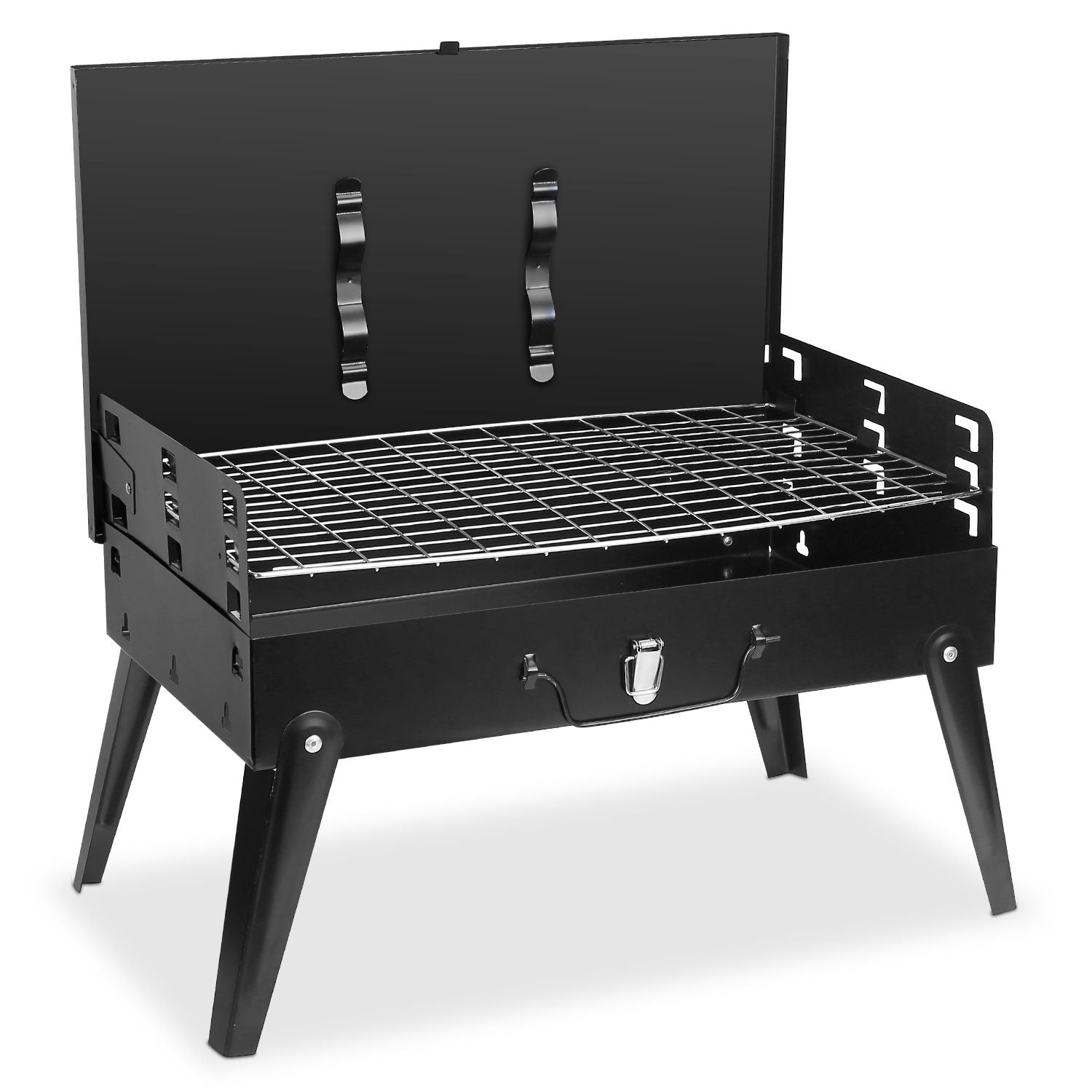 16.7x10x17.7in Portable Charcoal Grill Foldable BBQ Suitcase Grill Shelf For Outdoor Camping Picnics Garden Grilling - Comfortable Living Decor