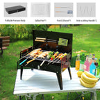16.7x10x17.7in Portable Charcoal Grill Foldable BBQ Suitcase Grill Shelf For Outdoor Camping Picnics Garden Grilling - Comfortable Living Decor